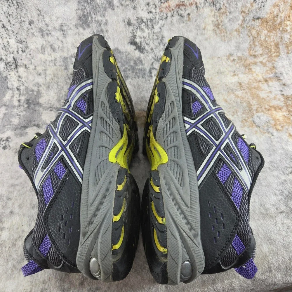 ASICS GEL Venture 4 Trail Running Shoes Womens 7 Black Purple T383N Gym Fitness